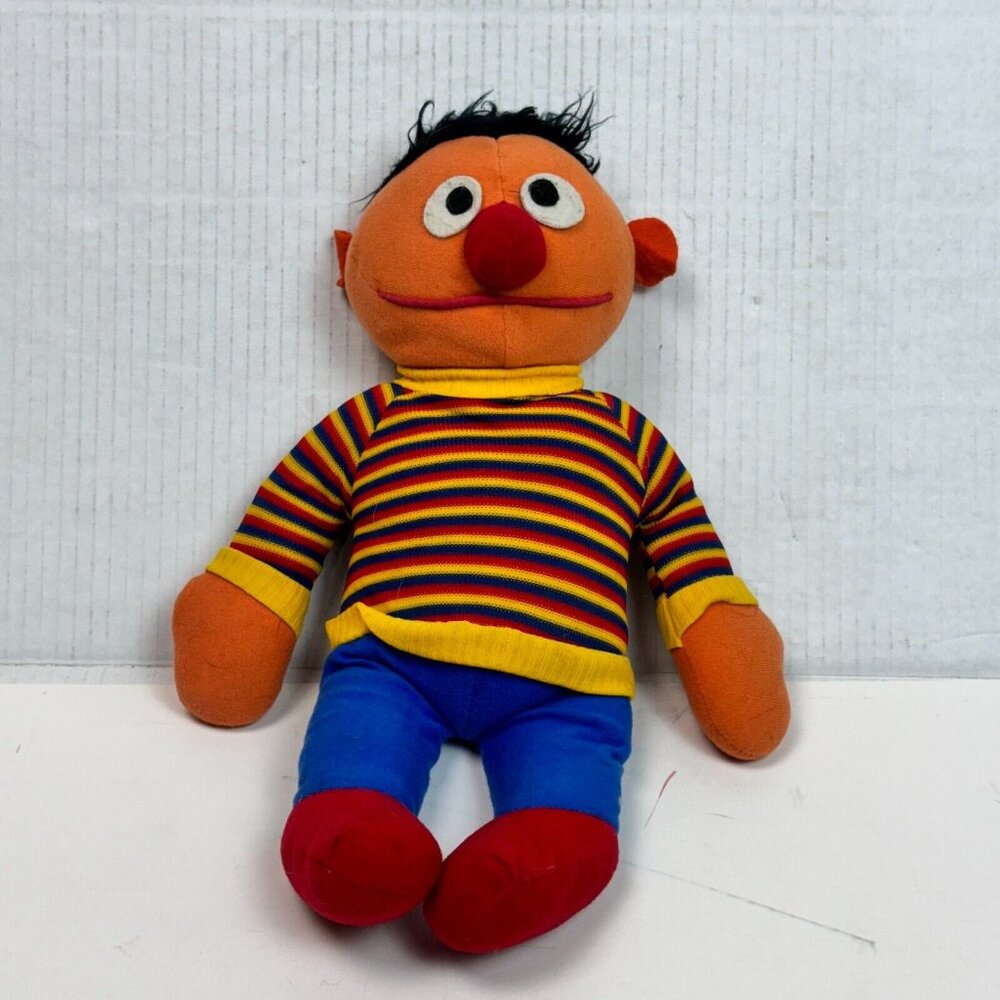 70's Vintage Knickerbocker Ernie Sesame Street Muppet 13" Plush Stuffed Toy